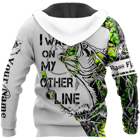 Custom name On my other line Bass fishing Tattoo 3D print shirts