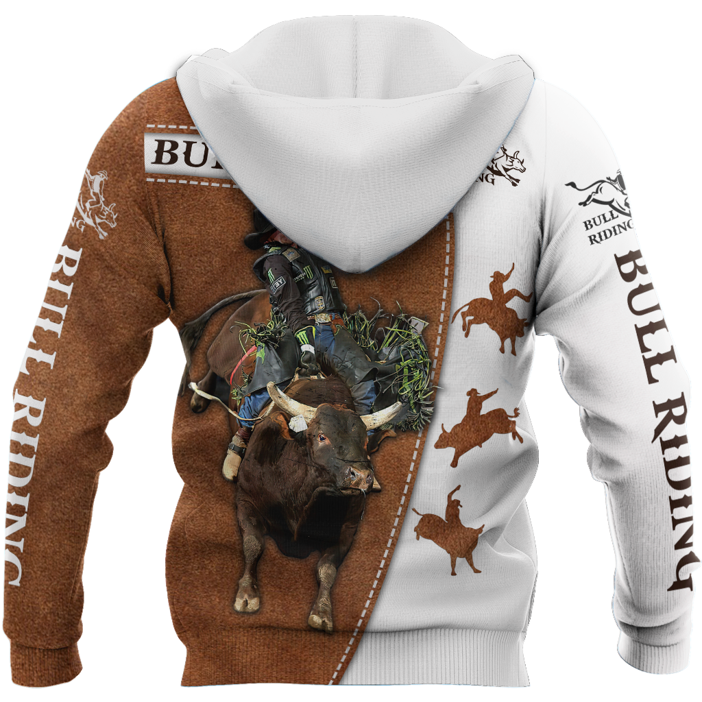 Personalized Name Bull Riding 3D All Over Printed Unisex Shirts Brown Bull