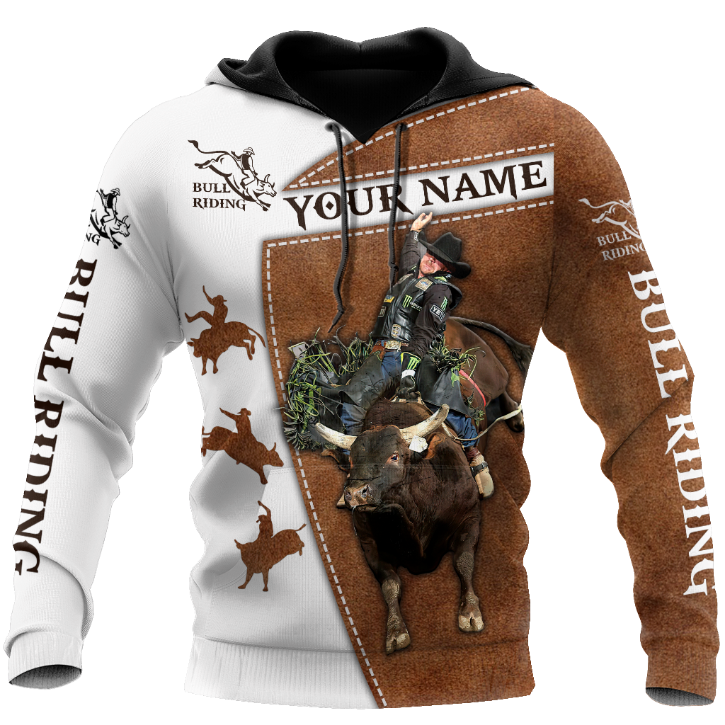 Personalized Name Bull Riding 3D All Over Printed Unisex Shirts Brown Bull