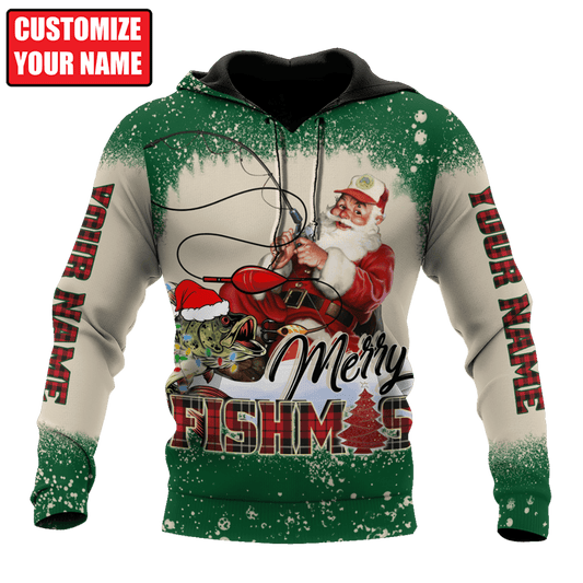 Customized Name Merry Fishmas 3D All Over Printed Unisex Shirts