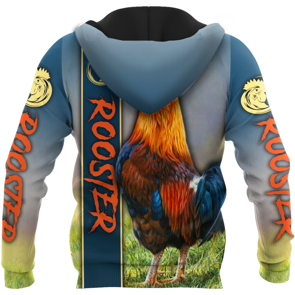 Rooster 3D All Over Printed Unisex Deluxe Hoodie ML