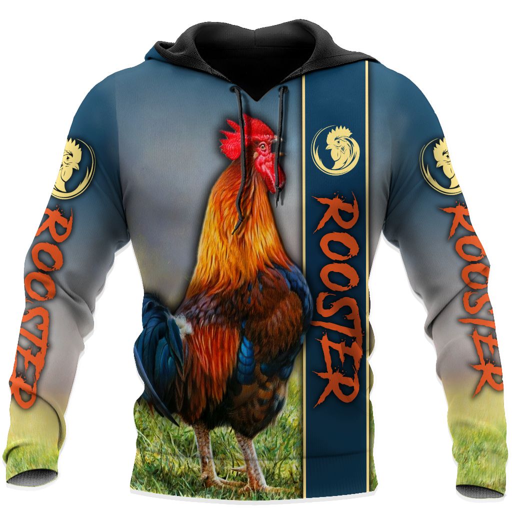 Rooster 3D All Over Printed Unisex Deluxe Hoodie ML