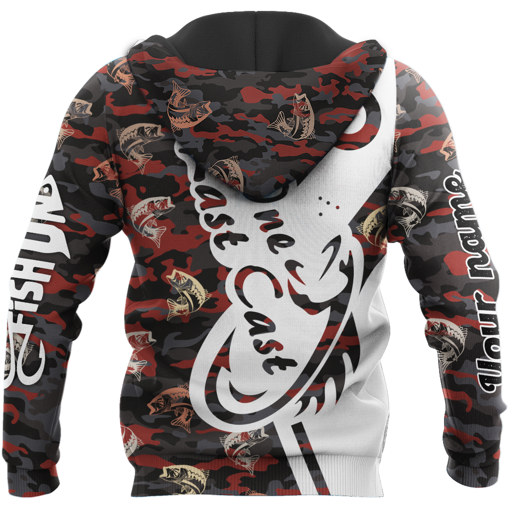 One Last Cast red camo fishing custom name design 3d print shirts
