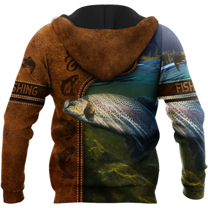 Trout Fishing water camo Cosplay leather 3D print shirts