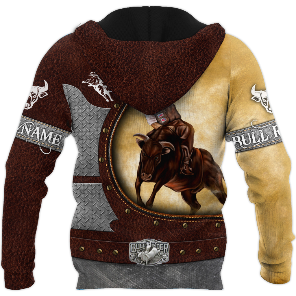 Personalized Name Bull Riding 3D All Over Printed Unisex Shirts Yellow Ver
