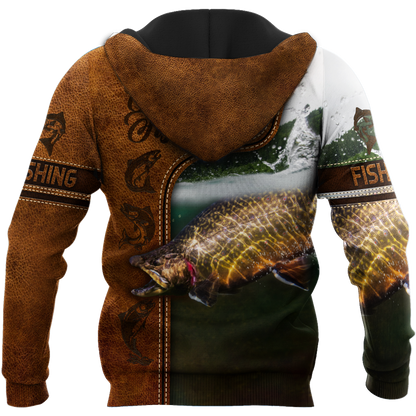 Trout Fishing water camo Cosplay leather 3D print shirts