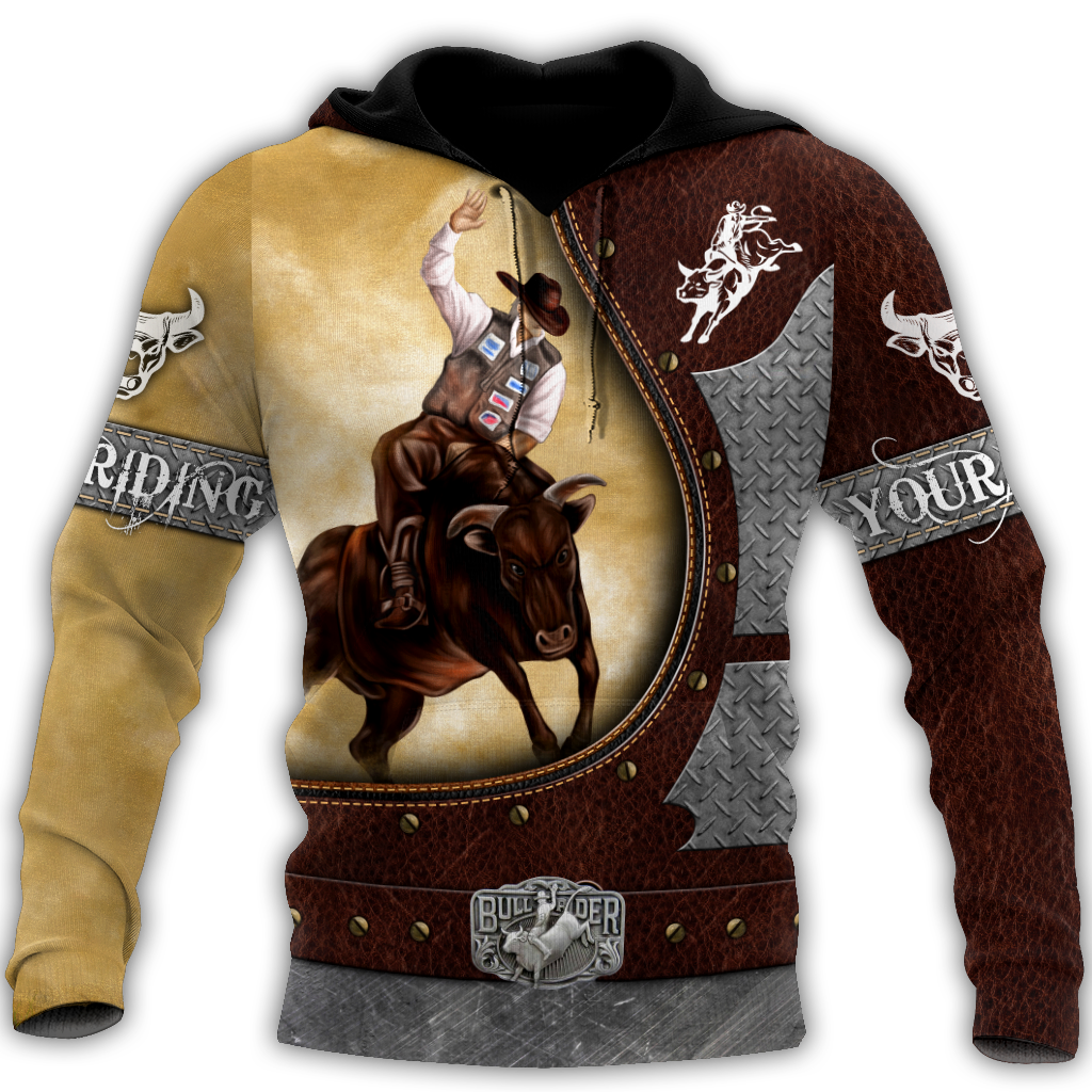 Personalized Name Bull Riding 3D All Over Printed Unisex Shirts Yellow Ver