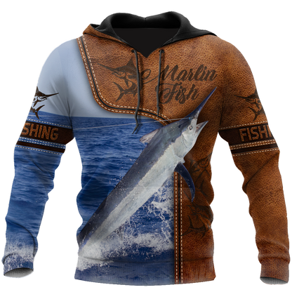 Marlin Fishing water camo Cosplay leather 3D print shirts