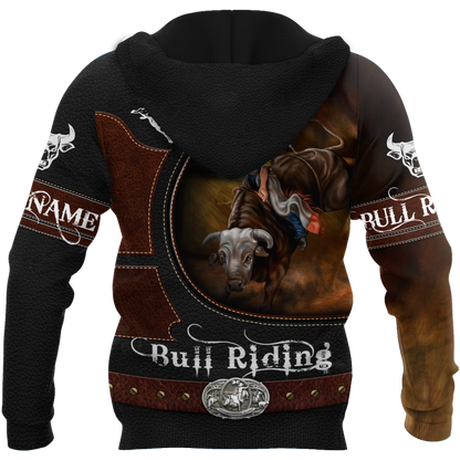 Personalized Name Bull Riding 3D All Over Printed Unisex Shirts Brown Ver2