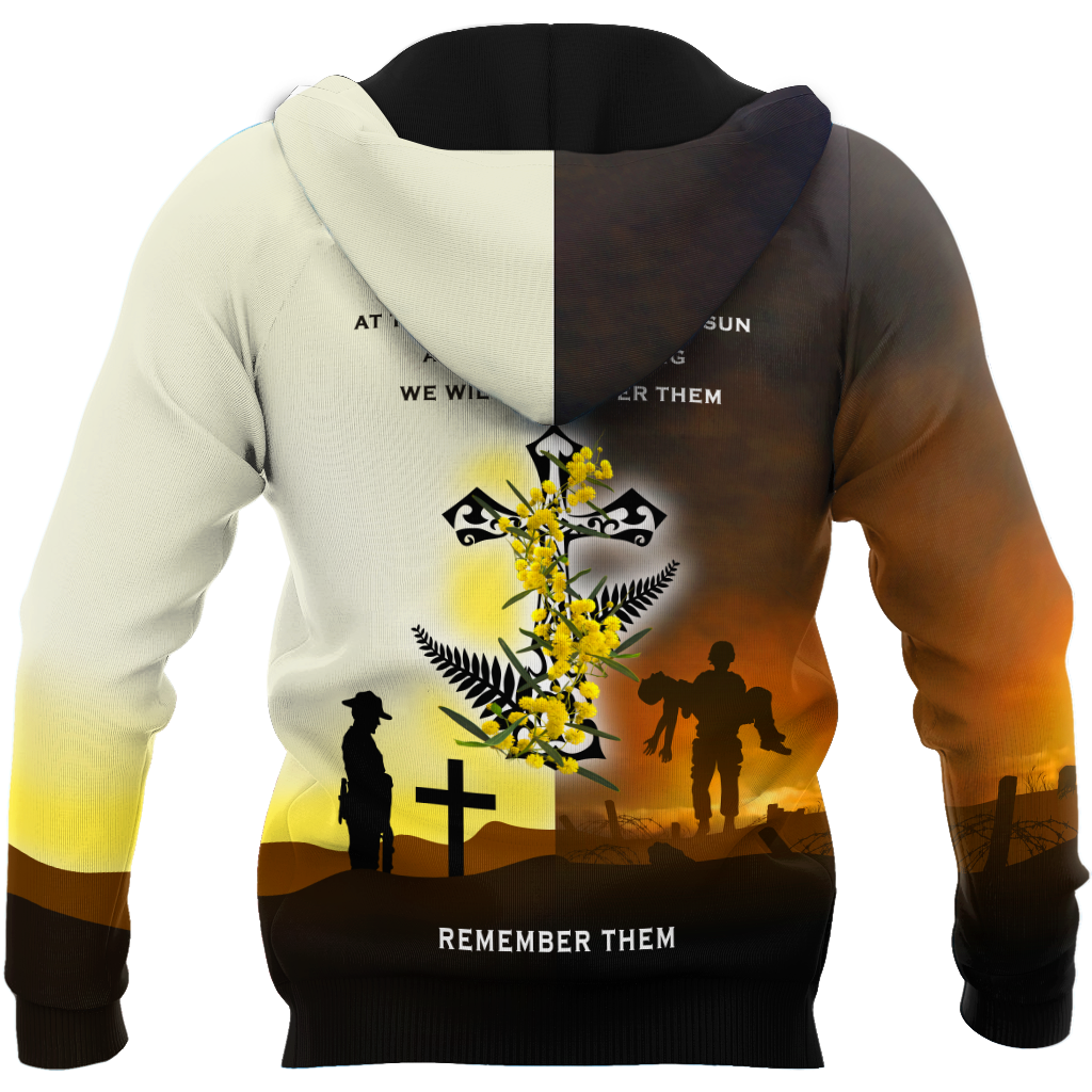 Premium Unisex Hoodie 3D All Over Printed Remember Them Anzac Day Kiwi And Fern ML