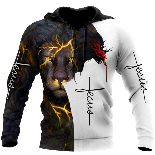 Premium Christian Jesus Blessed Dad Present Lion 3D All Over Printed Unisex Shirts
