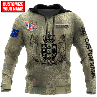 Custom Name New Zealand Aotearoa Coat Of Arm Army 3D Printed Combo Hoodie + Sweatpant For Winter
