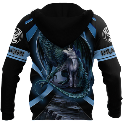 Premium All Over Printed Blue Dragon And Horse Shirts MEI