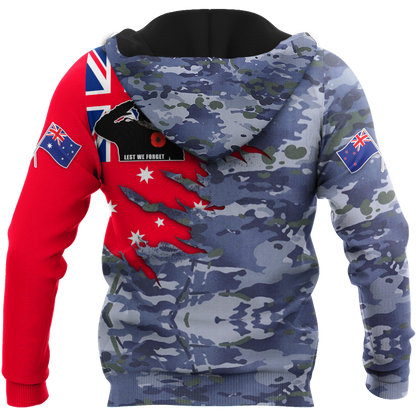 Tmarc Tee Anzac day remembrance Kiwi and Australia Navy Camo 3D print shirt