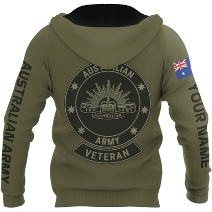 Personalized Australian Army Veteran 3D All Over Printed Unisex Hoodie