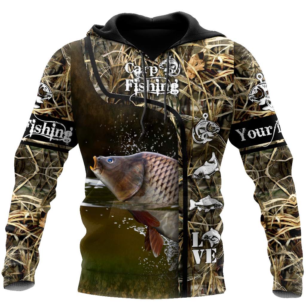Custom name Carp Fishing water camo 3D print shirts