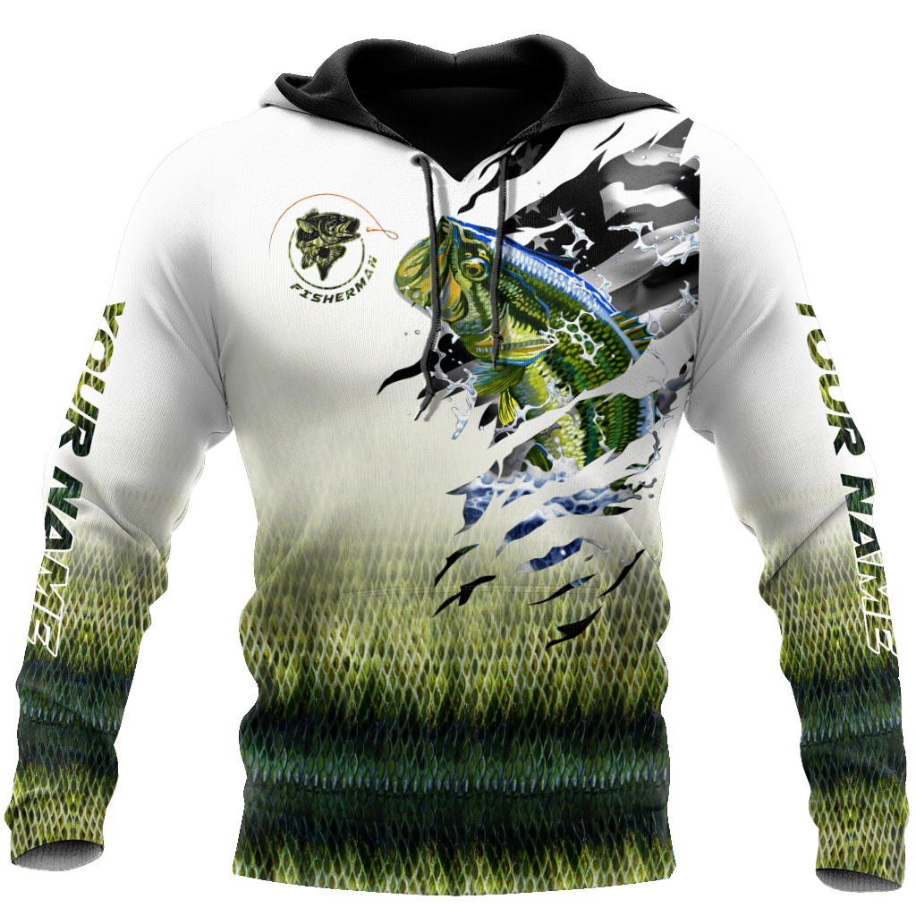 Custom name Bass fishing escape Skin camo 3D printed shirts