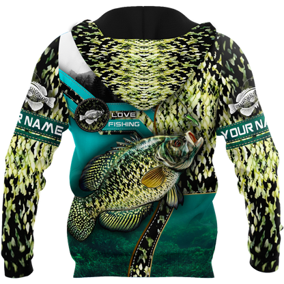 Custom name Crappie Master Fishing camo 3D print shirts