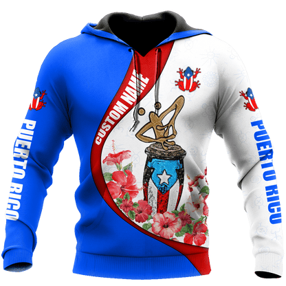 Customize Name Puerto Rico Symbol Hoodie For Men And Women
