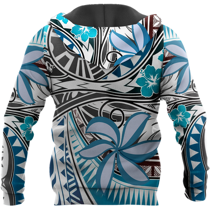 Amazing Polynesian Tribal Pattern And Frangipani Unisex Deluxe Hoodie ML