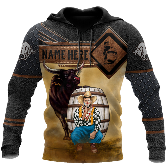 Personalized Name Bull Riding 3D All Over Printed Unisex Shirts Rodeo Clown