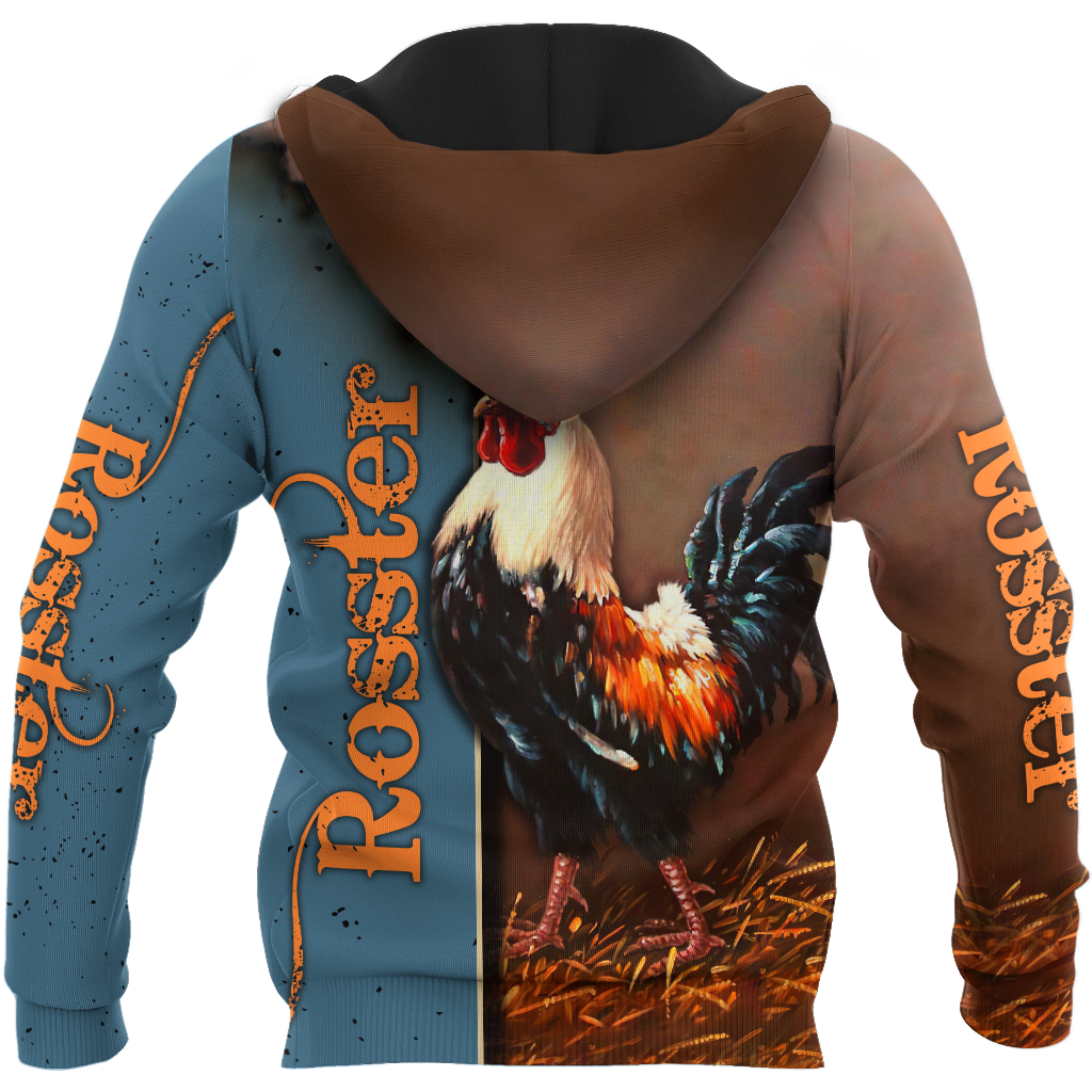 Rooster 3D All Over Printed Unisex Deluxe Hoodie ML