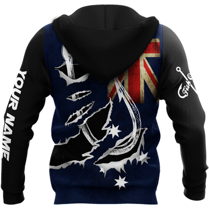 Tmarc Tee Custom name Hooked on fishing Australia design 3d print shirts