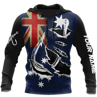 Tmarc Tee Custom name Hooked on fishing Australia design 3d print shirts