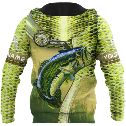 Custom name Bass Master Fishing camo 3D print shirts