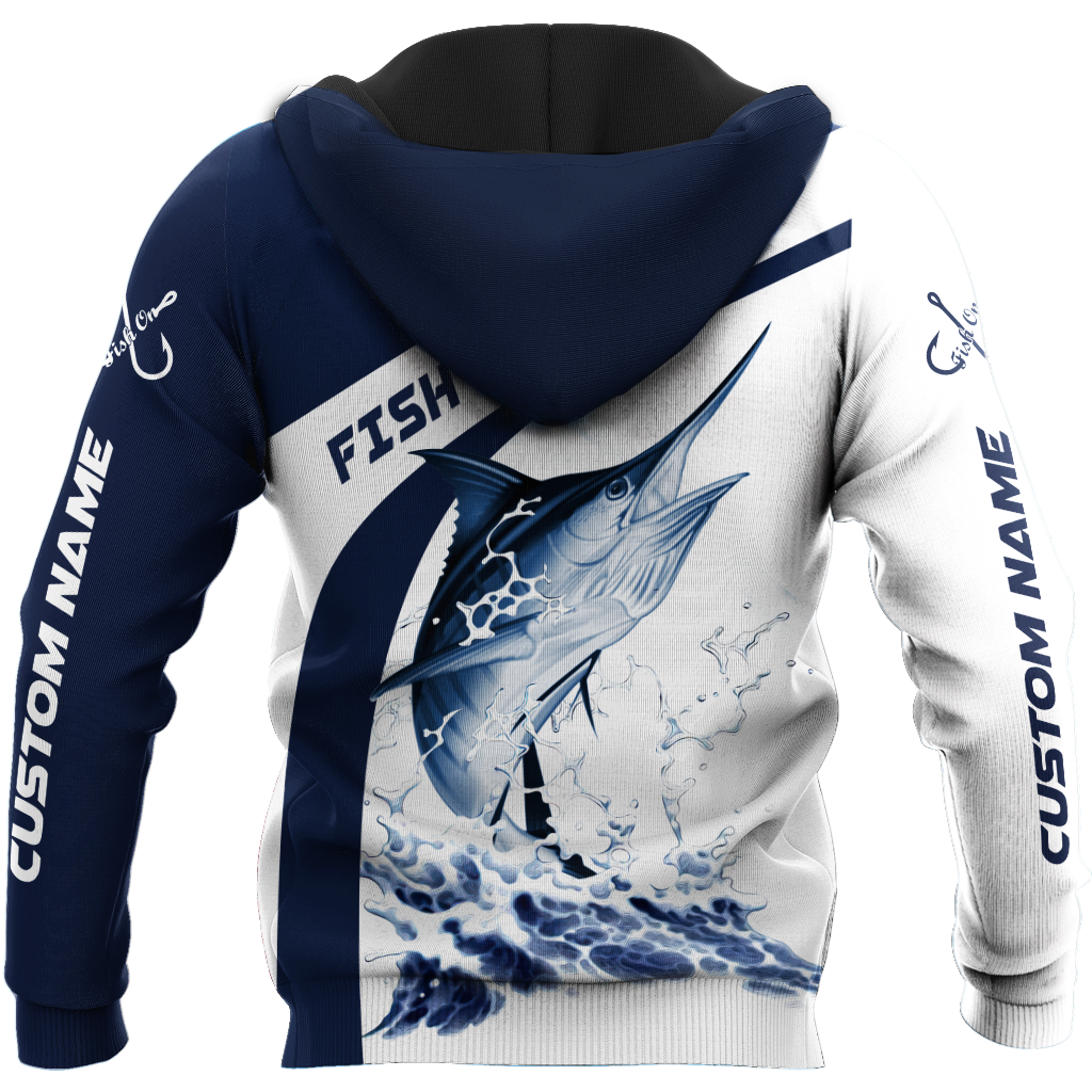 Custom name Marlin fishing design 3d print shirts (special sleeves)
