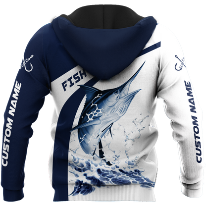 Custom name Marlin fishing design 3d print shirts (special sleeves)