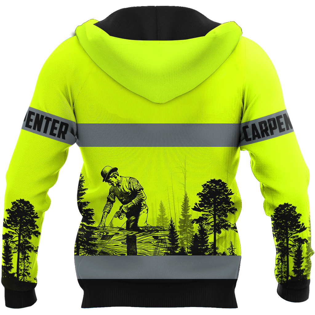 Personalized Name Carpenter 3D All Over Printed Unisex Shirts Green Safety