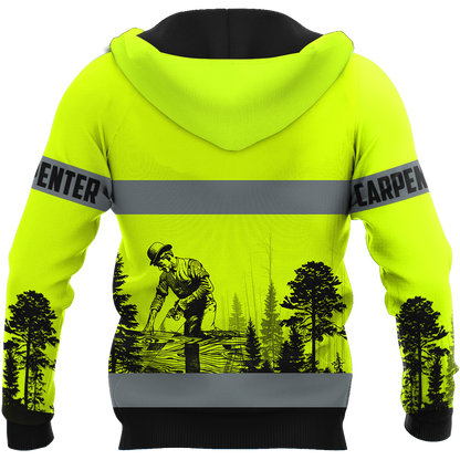 Personalized Name Carpenter 3D All Over Printed Unisex Shirts Green Safety