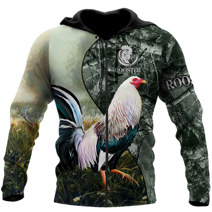 Rooster 3D All Over Printed Unisex Deluxe Hoodie ML