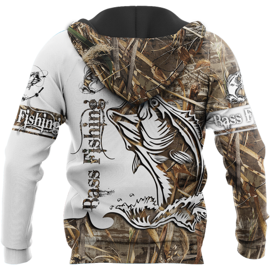 Bass Fishing Sport Muddy Water Camo tattoo 3D shirts for men and women