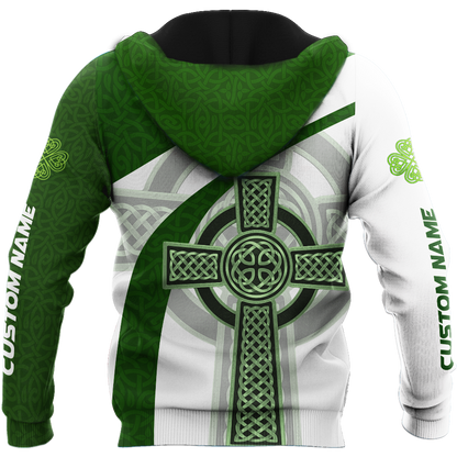 Custom name Irish Celtic Knot Cross 3D Design print shirts