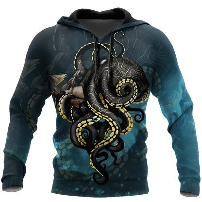 Premium Unisex Hoodie Kraken Octopus King of The Seven Seas IV ML