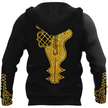 African Golden Dashiki Pattern 3D Over Printed Unisex Deluxe Hoodie ML