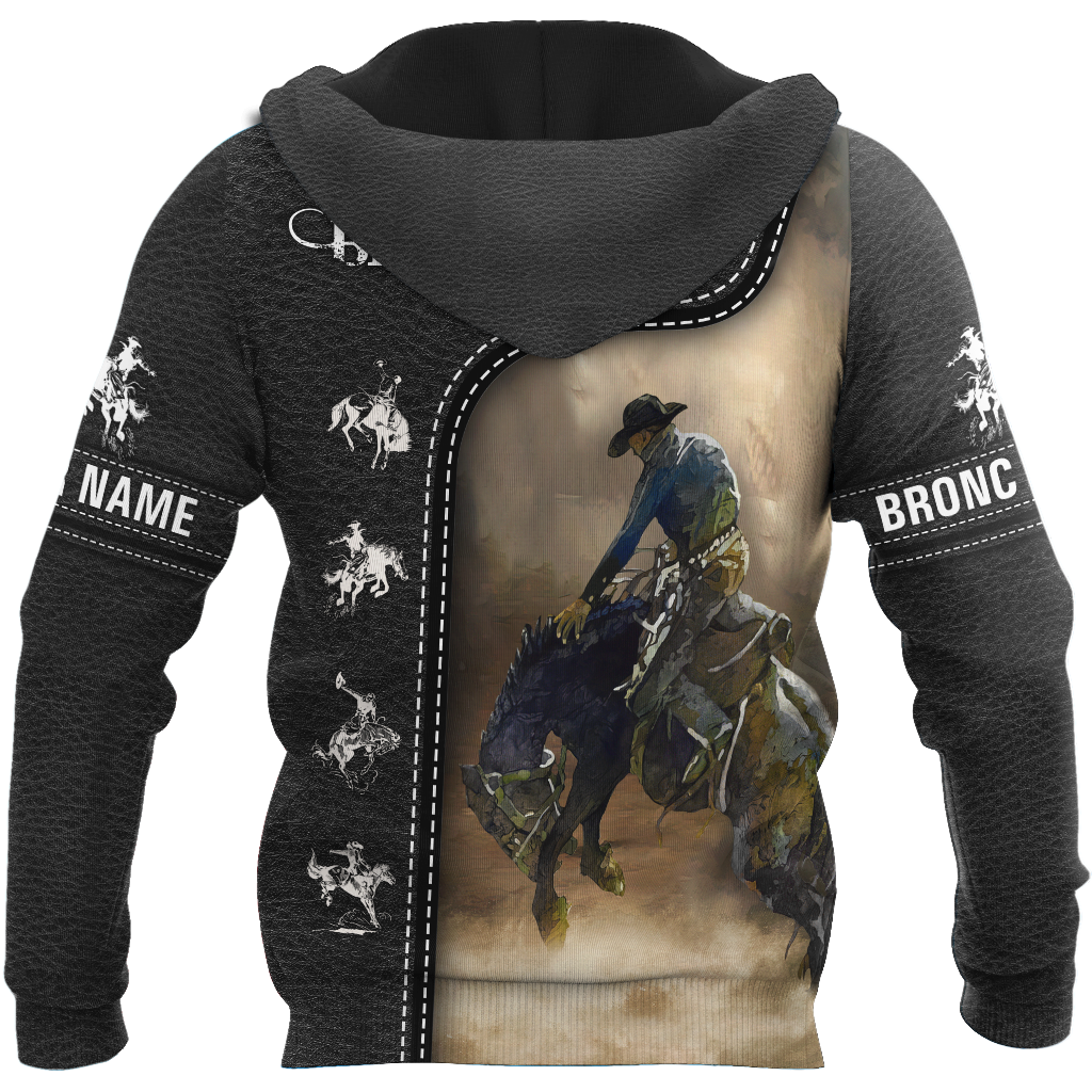 Personalized Name Rodeo 3D All Over Printed Unisex Shirts Black Leather Texture