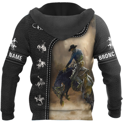 Personalized Name Rodeo 3D All Over Printed Unisex Shirts Black Leather Texture