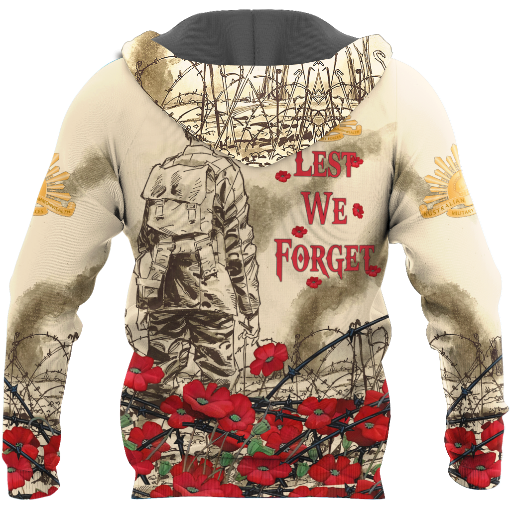 Premium Unisex Hoodie Poppy Flower Lest We Forget Anzac Day ML