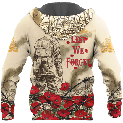 Premium Unisex Hoodie Poppy Flower Lest We Forget Anzac Day ML