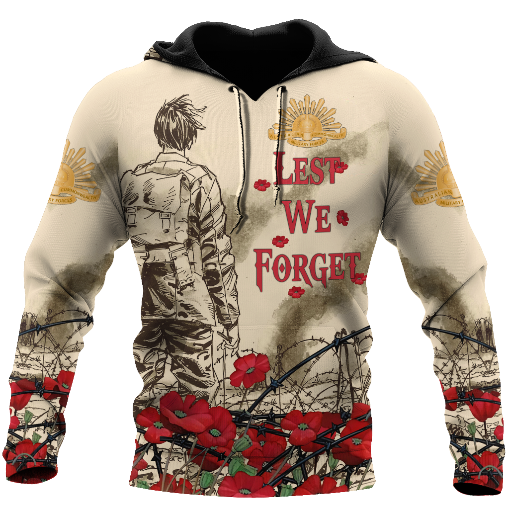 Premium Unisex Hoodie Poppy Flower Lest We Forget Anzac Day ML