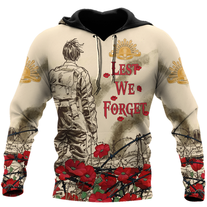 Premium Unisex Hoodie Poppy Flower Lest We Forget Anzac Day ML