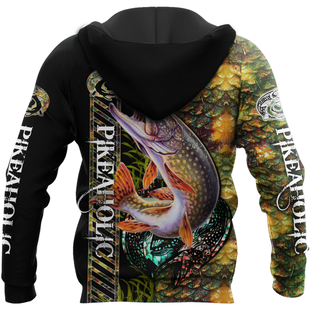 Fishaholic Northern Pike Fishing camo unisex 3d all over printed shirts
