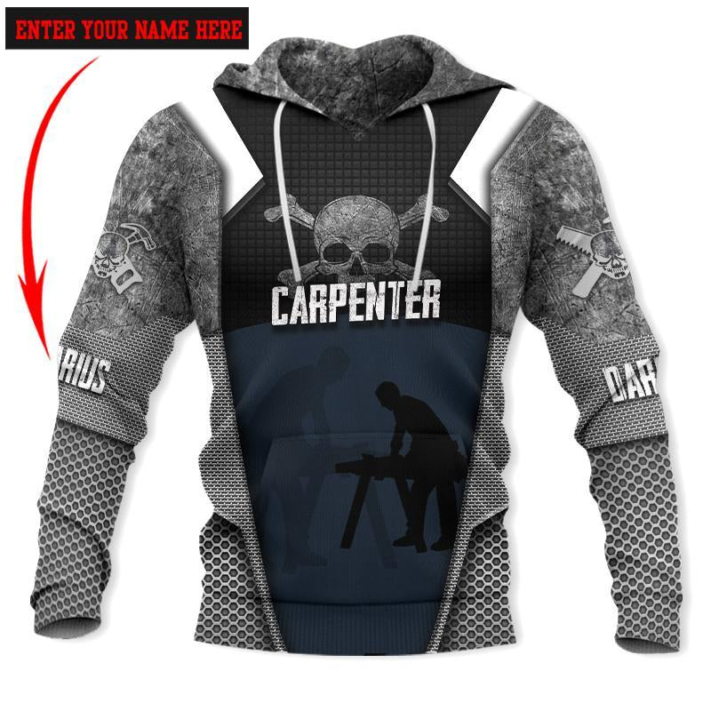 Personalized Name Carpenter 3D All Over Printed Unisex Shirts Metal Skull