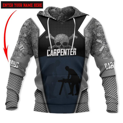 Personalized Name Carpenter 3D All Over Printed Unisex Shirts Metal Skull