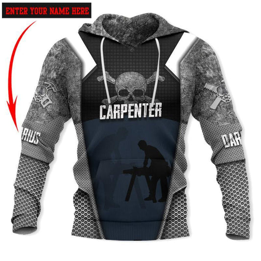 Personalized Name Carpenter 3D All Over Printed Unisex Shirts Metal Skull