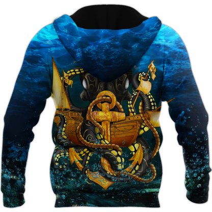 Premium Unisex Hoodie Kraken Octopus King of The Seven Seas V ML