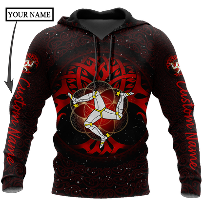 Custom name Celtic culture Triskelion Triple Red pattern 3D print shirts